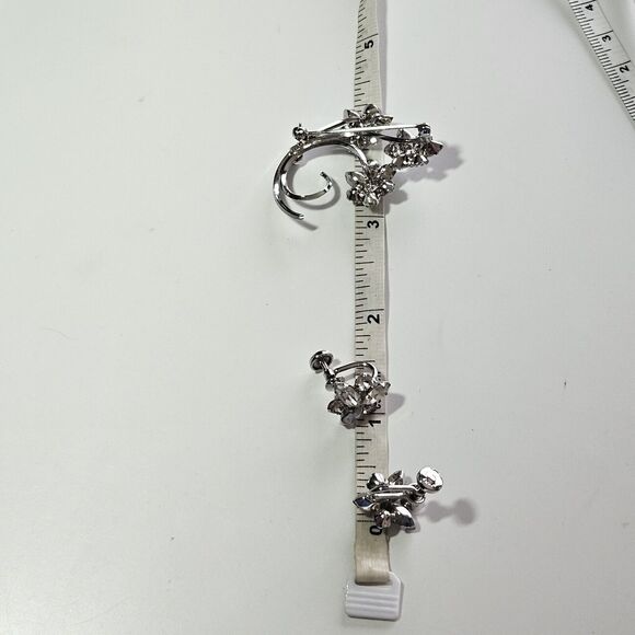 *Sale* Star Art Vintage Rhodium Plated Sterling Rhinestone Brooch Screw Back - Picture 6 of 11